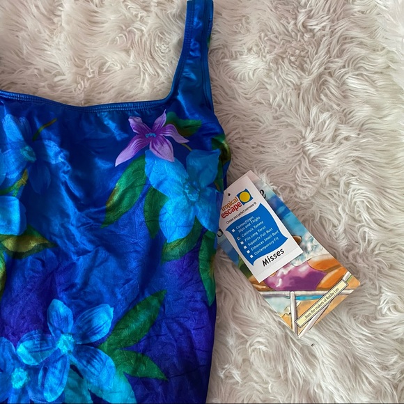 90’s Deadstock Tropical One-Piece Swimsuit - Picture 2 of 4